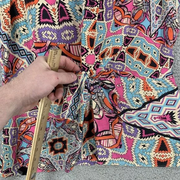 ANTHROPOLOGIE LEIFNOTES GLASS TILES  MULTI COLOR AZTEC PRINT SILK TOP SZ 6 - Picture 6 of 9